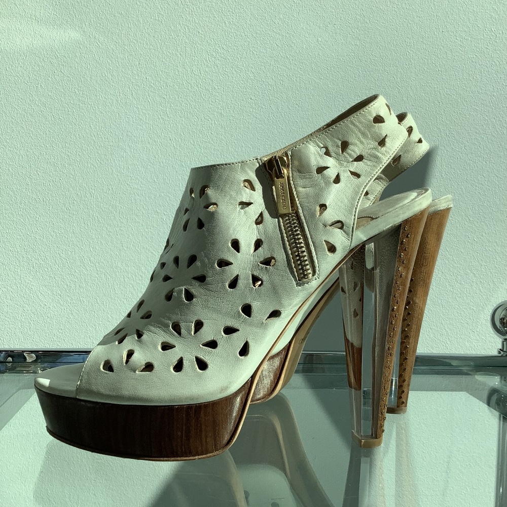 ❤️SOLD❤️ Jimmy Choo Zest Off-White Perforated Leather Heels